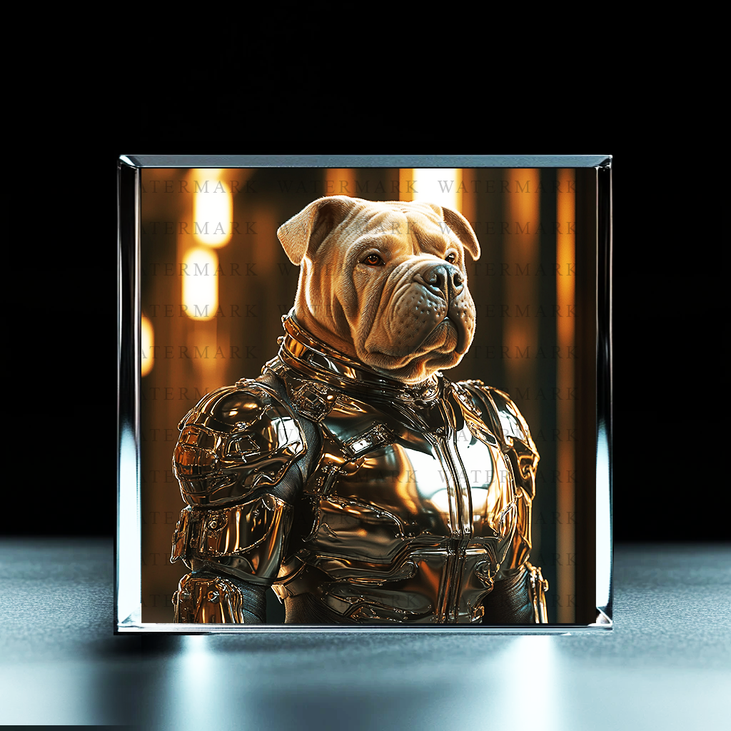 Armored Bulldog Art Acrylic Photo Block - Ozart