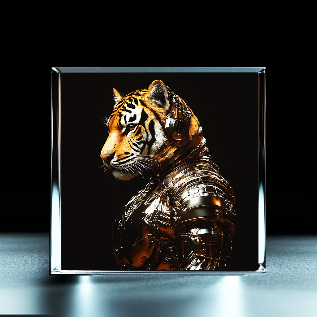 Armored Tiger Art Acrylic Photo Block - Ozart