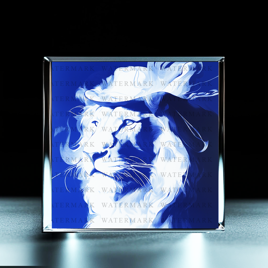Azure Lion Profile Acrylic Photo Block - Ozart