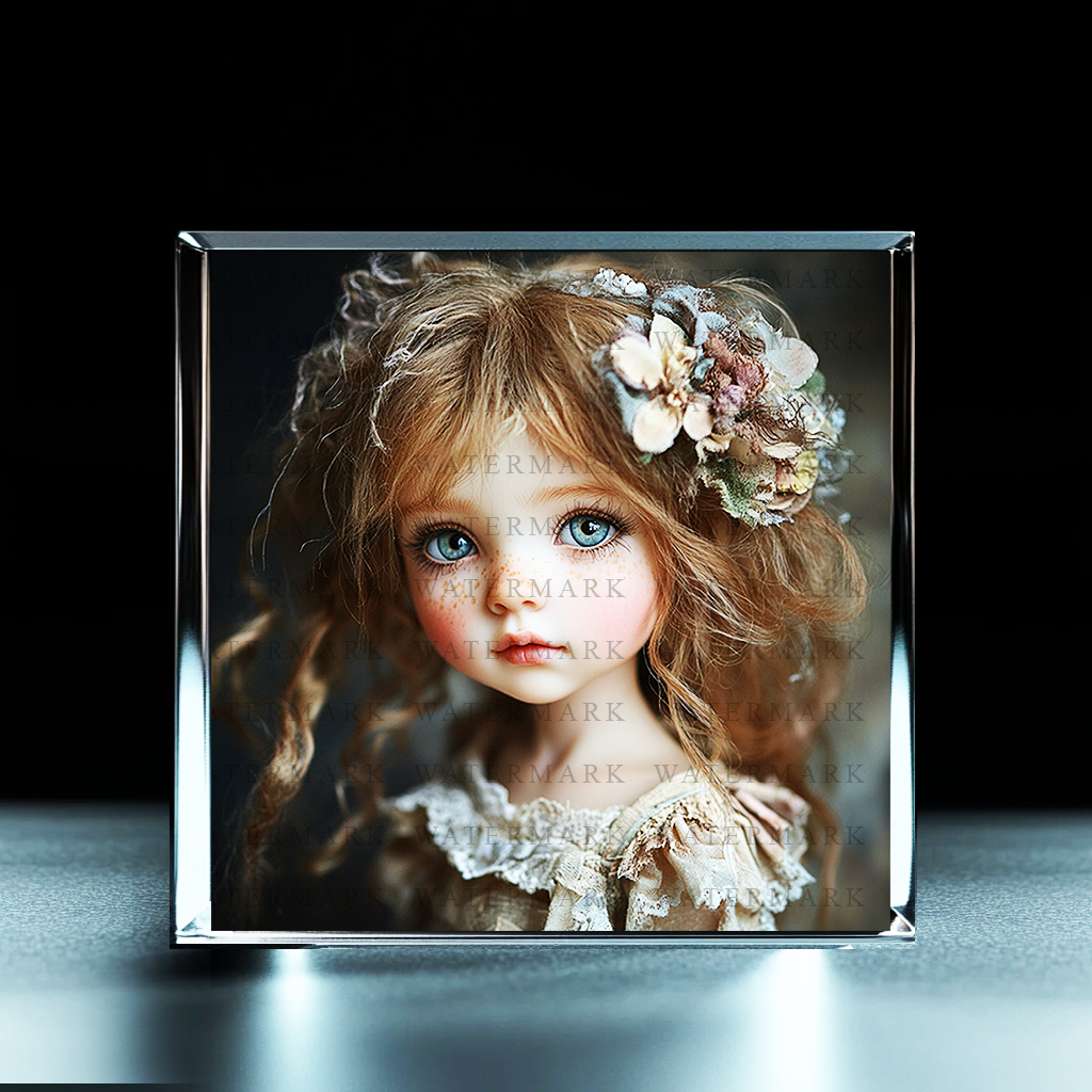 Charming Doll Portrait Acrylic Photo Block - Ozart