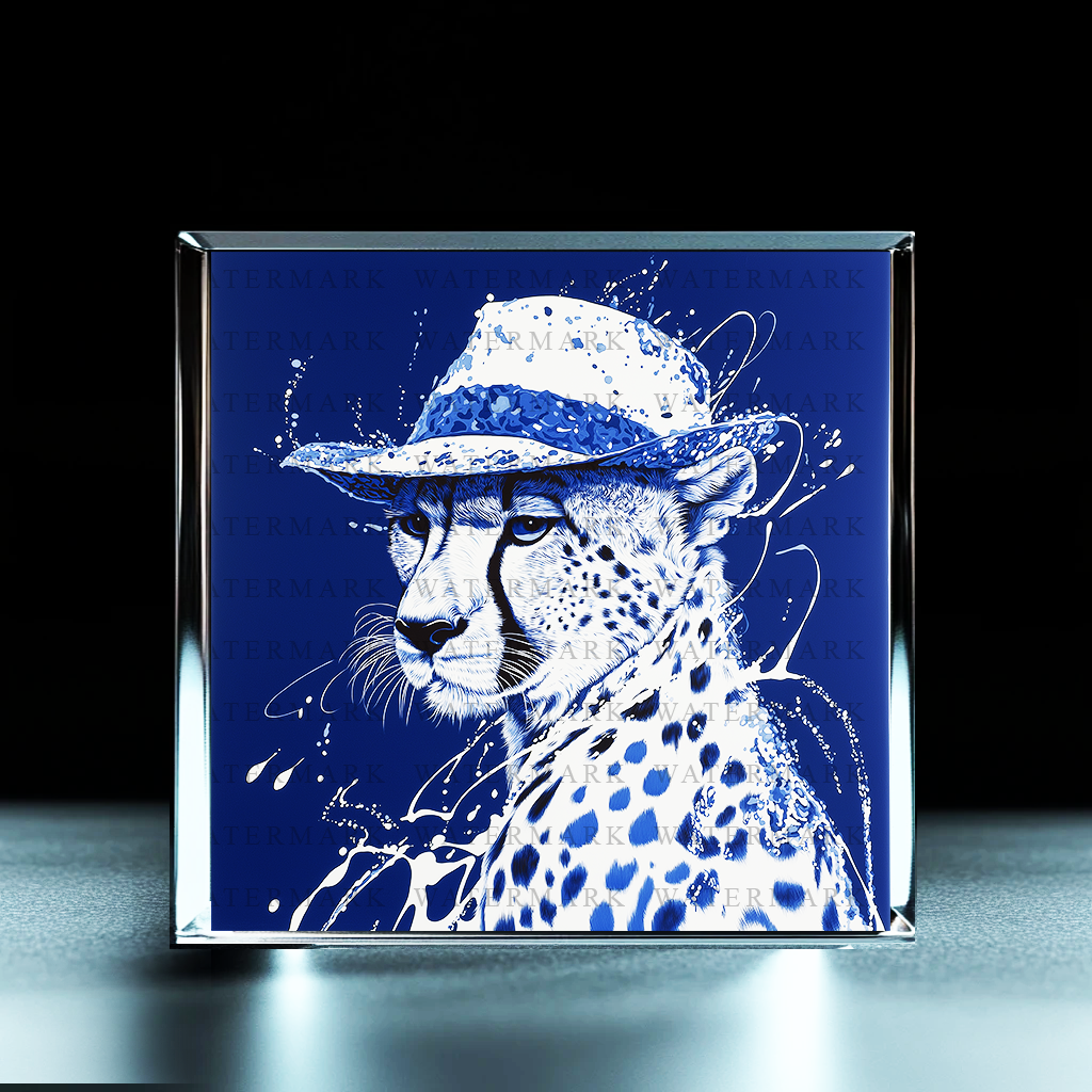 Elegant Spotted Cheetah Acrylic Photo Block - Ozart