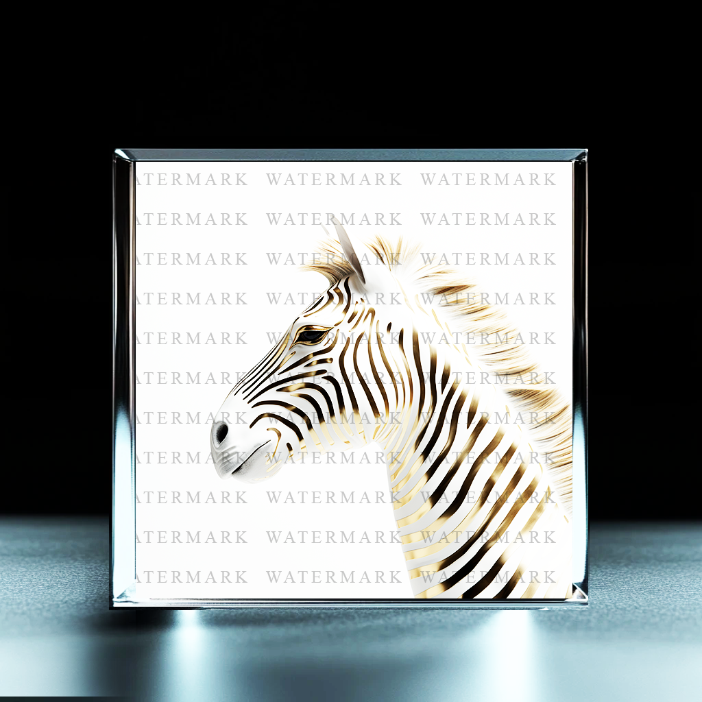 Golden Zebra Stripe Cube Acrylic Photo Block - Ozart