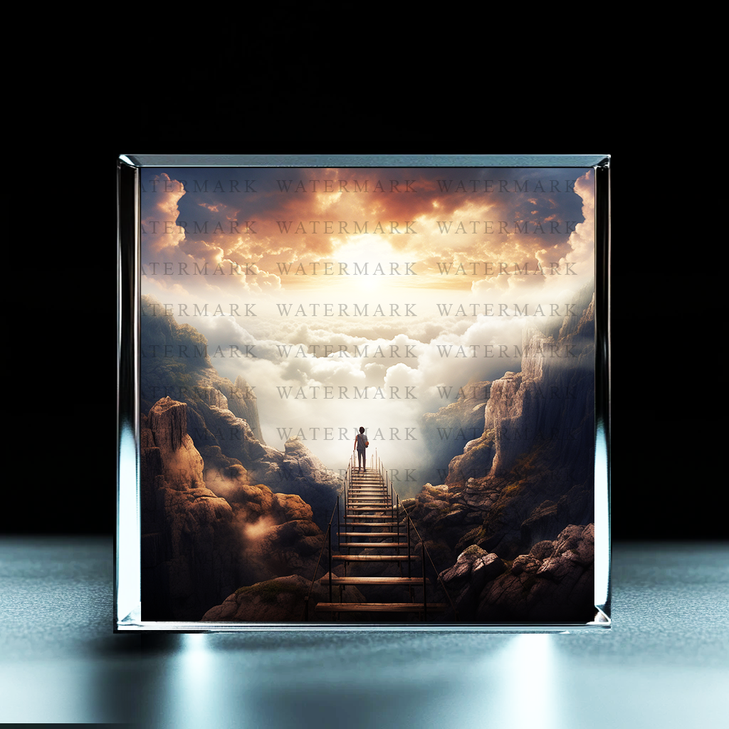 Moonlit Sky Ascent Acrylic Photo Block - Ozart