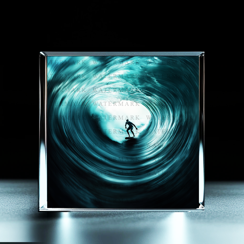 Powerful Barrel Wave Acrylic Photo Block - Ozart