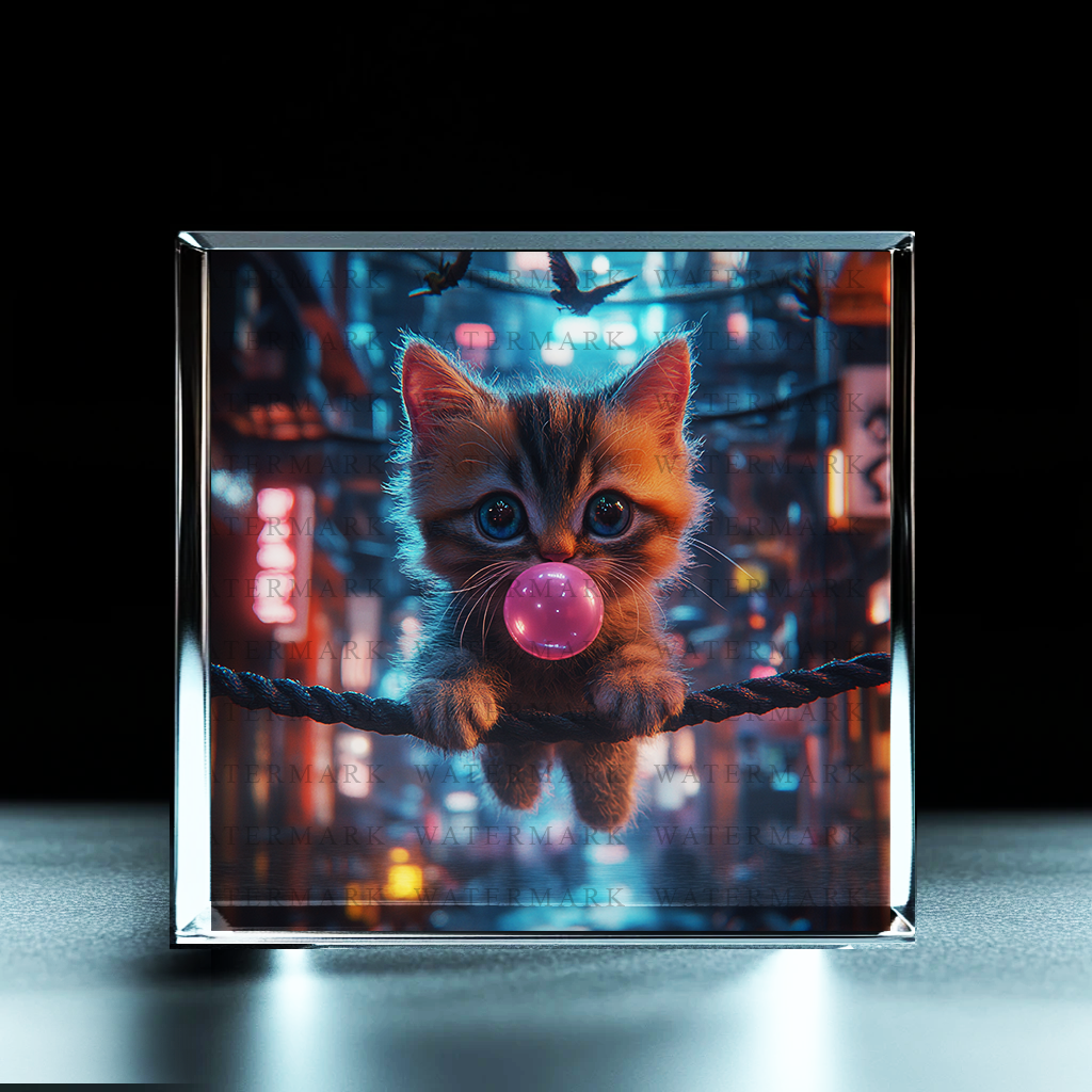 Rosy Bubble Delight Acrylic Photo Block - Ozart