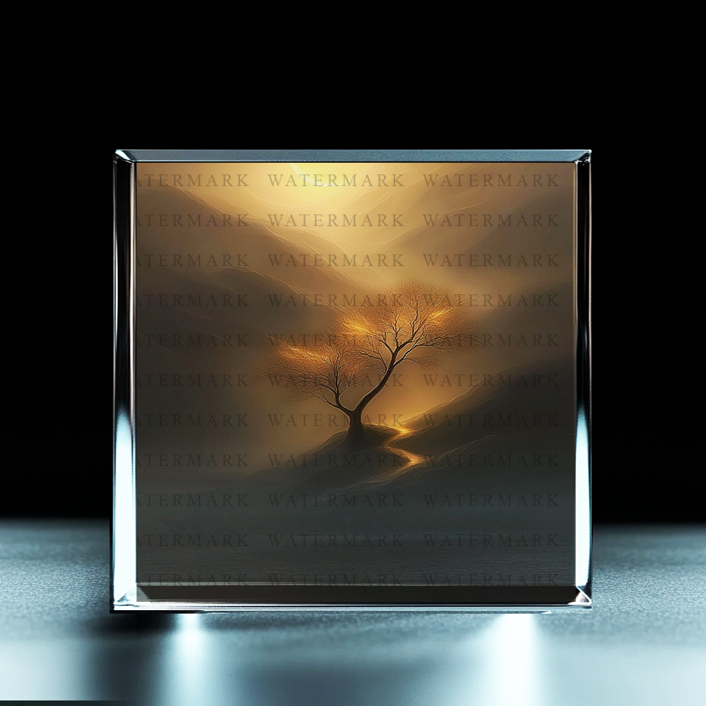 Tranquil Sunset Silhouette Acrylic Photo Block - Ozart