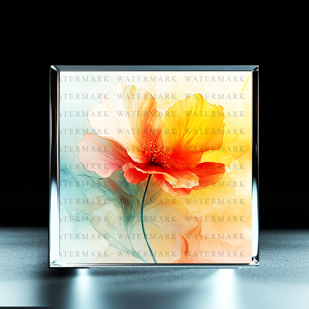 Vibrant Poppy Radiance Acrylic Photo Block - Ozart