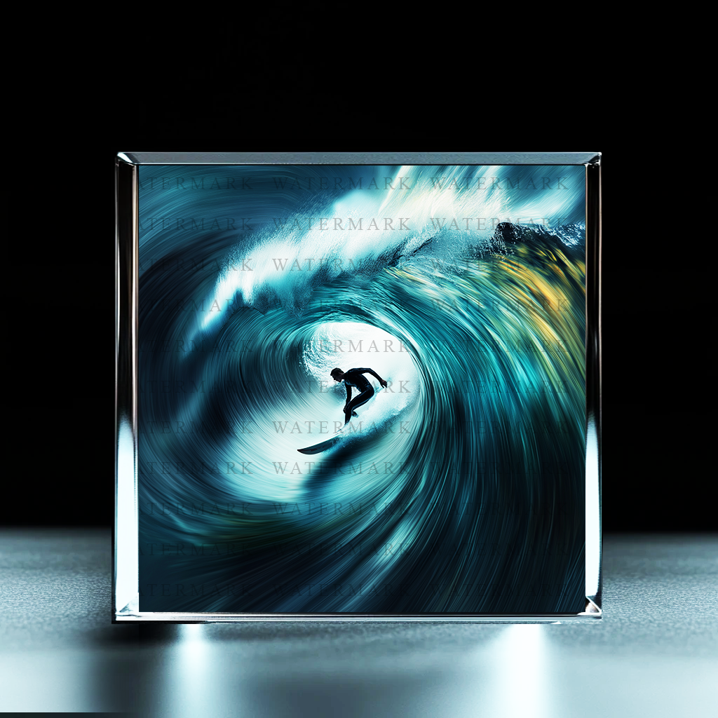 Vibrant Wave Barrel Acrylic Photo Block - Ozart