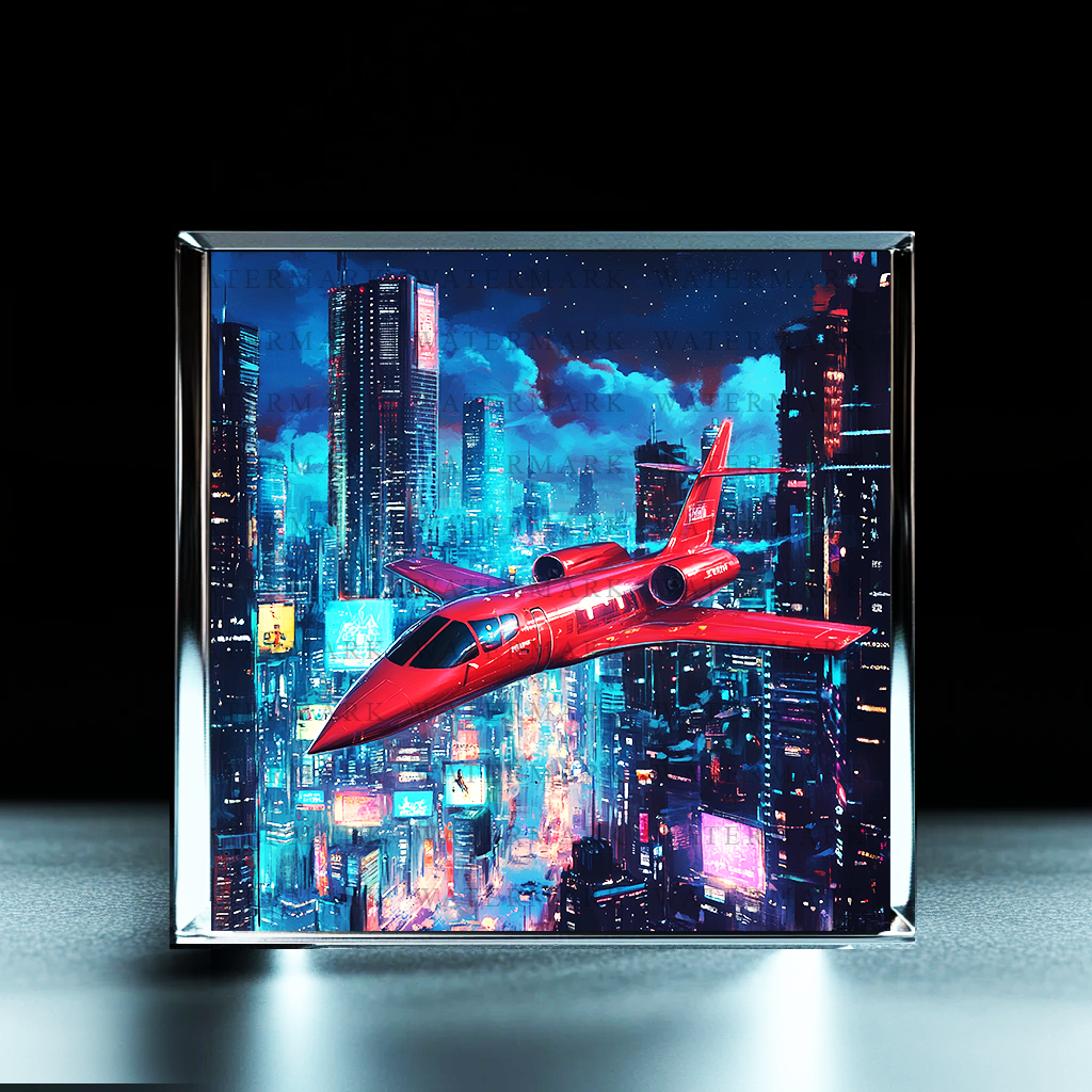 Vivid Jet Skyline Acrylic Photo Block - Ozart