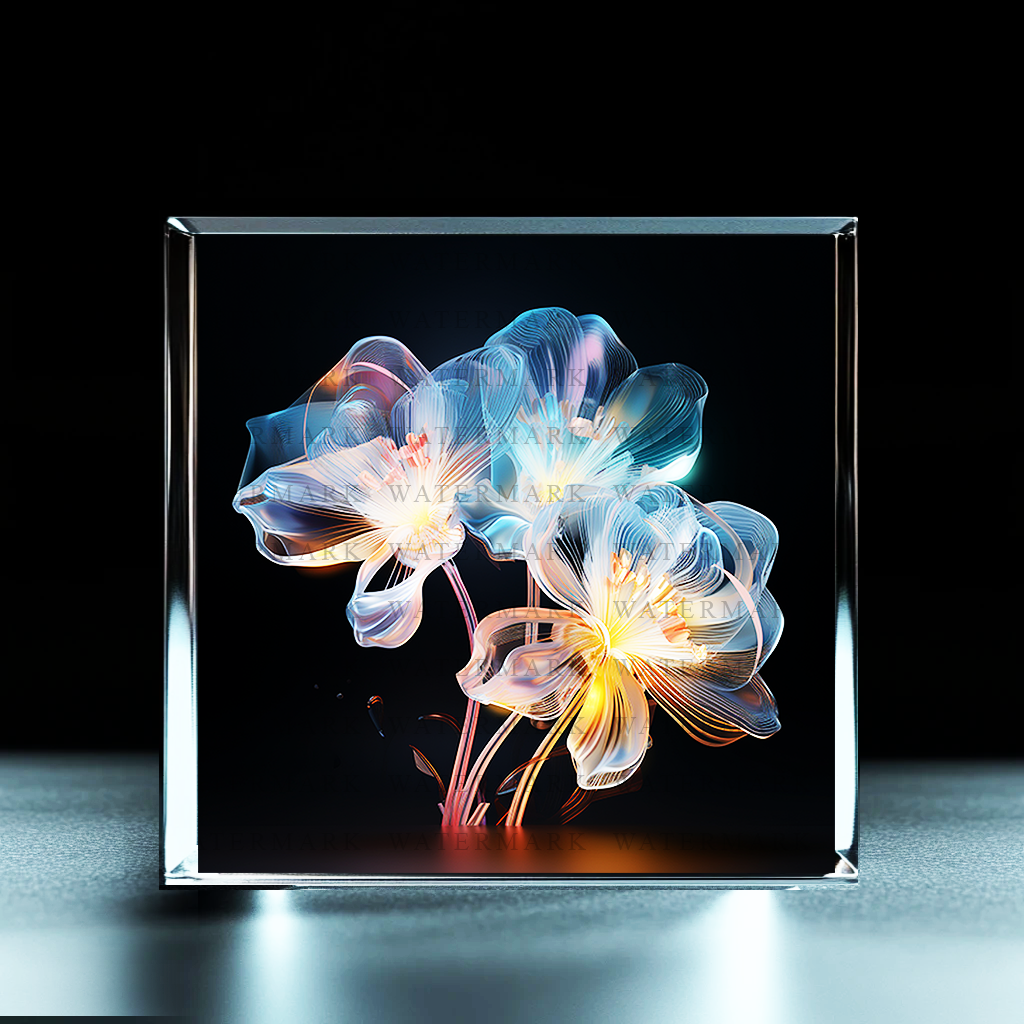 Whispering Petal Glow Acrylic Photo Block - Ozart