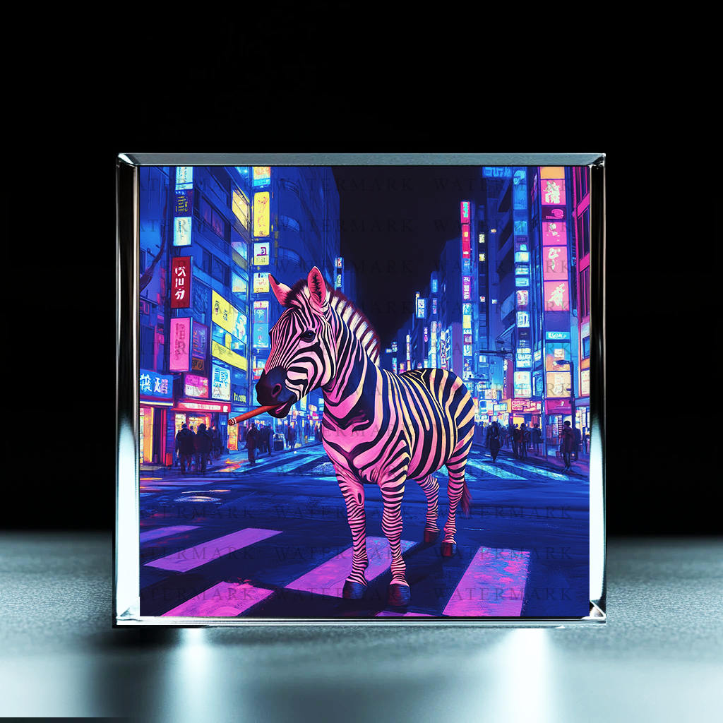 Zebra City Lights Acrylic Photo Block - Ozart
