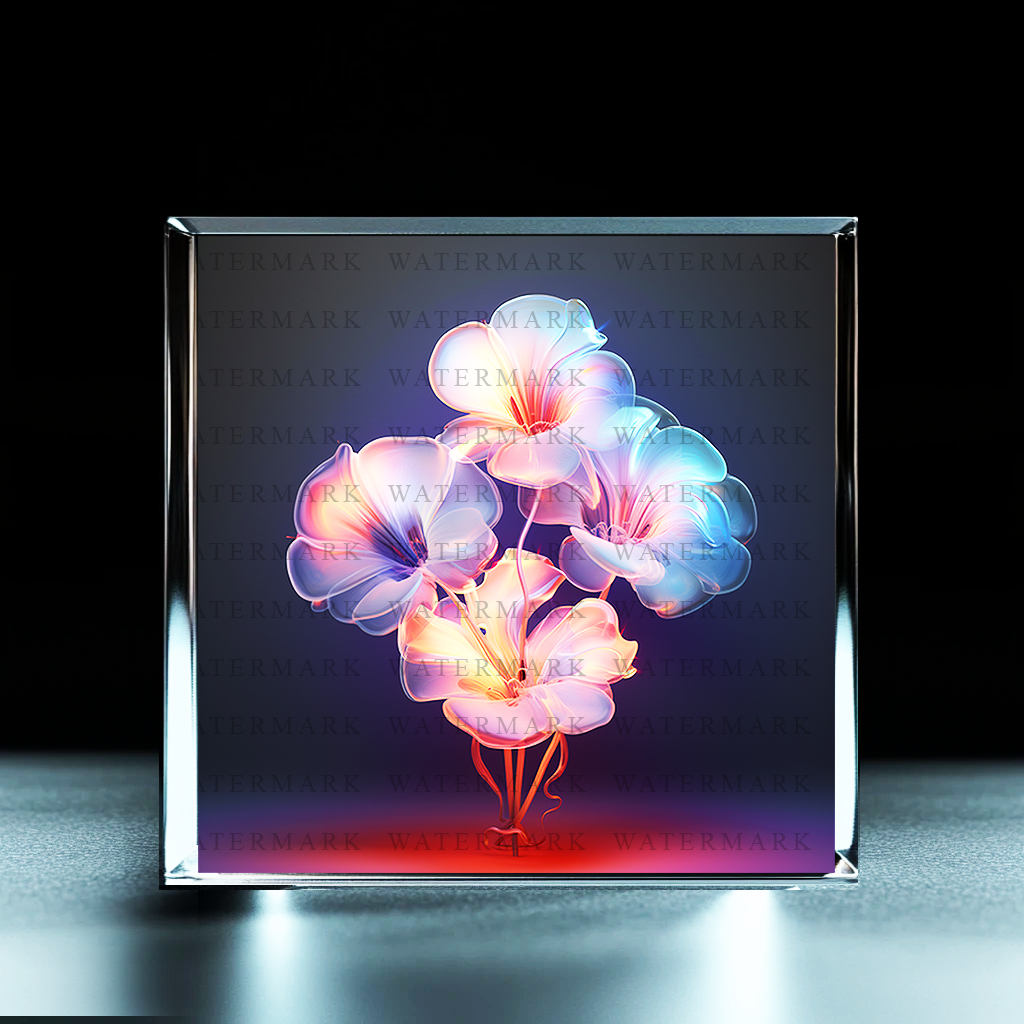 Enchanting Floral Cluster Acrylic Photo Block - Ozart