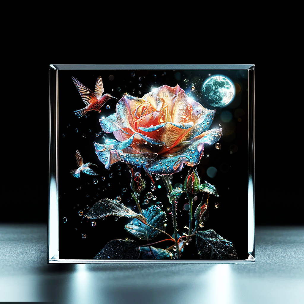 Ethereal Rose Art Acrylic Photo Block - Ozart
