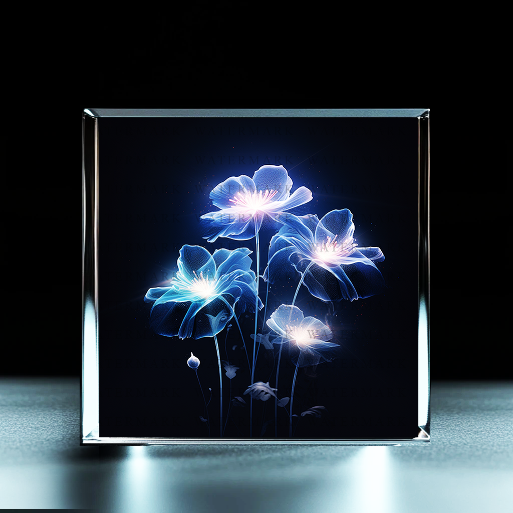 Luminous Floral Bloom Acrylic Photo Block - Ozart